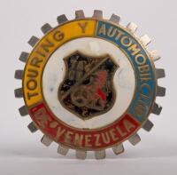 VENEZUELA: A chrome enamel Touring & Automobill&nbsp;Club De Venezuela grille badge, 9 cm in diameter