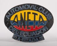 ECUADOR: A chrome enamel Automovil Club Del Ecuador oval grille badge, 7.5cm in diameter