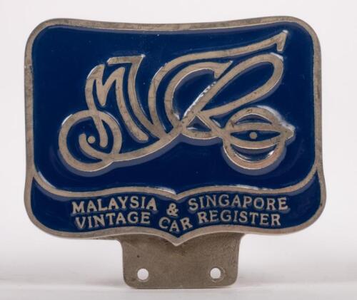 MALAYSIA / SINGAPORE: A Malaysia & Singapore Vintage Car Register grille badge, 8cm high, 9cm wide