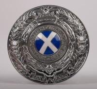 SCOTLAND: A fine detailed chrome Royal Automobile Club of Scotland badge, with enamel Scottish flag to centre, 10cm in diameter