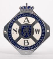 NETHERLANDS: A chrome enamel Royal Dutch Touring Club badge with crown finial, 10.5cm high, 9cm wide