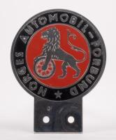 NORWAY: A chrome enamel Norway Automobile Federation badge, 10cm high, 8cm wide