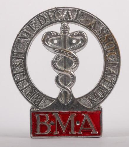 B.M.A: A British Medical Association badge, 9cm high, 7.5cm wide