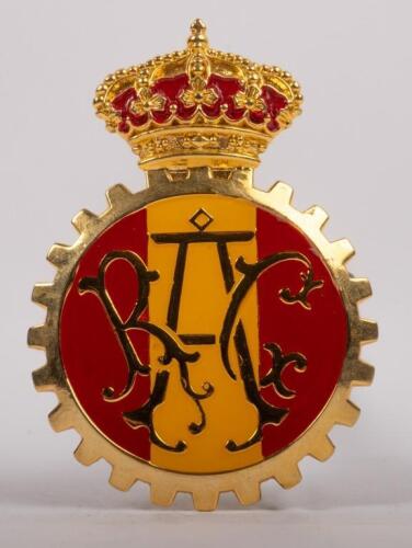 SPAIN: An enamel Royal Automobile Club of Spain grille badge with crown finial, 8cm high, 5.5cm wide