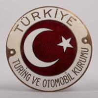 TURKEY: A fine enamel Turkish Touring and Automobile Association badge, 9 cm in diameter