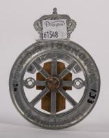 MONACO: A fine detailed Automobil Club of Monaco badge with enamel shield to centre, crown finial, mounting holes, 7.5cm in diameter - 2