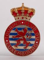 LUXEMBOURG: A Touring Club of Luxembourg car badge, circa 1930s, nickel plated brass, enamel front, crown finial; 11.5 cm high,&nbsp;7.5 cm in diameter