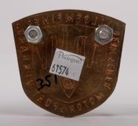 GERMANY: An A.D.M.V (General German Motorsport&nbsp;Association) badge, with East German shield to lower centre, mounting pins, 7cm high, 7.5cm wide - 2