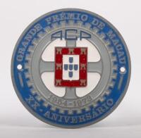 MACAU: A fine detailed Grand Prix of Macau 20 year anniversary badge, with mounting holes, 8.5cm in diameter