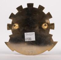 HONG KONG: A Tsim Sha Tsui Welfare Association badge, cog design, enamel centre, mounting pins, 9 cm in diameter - 2