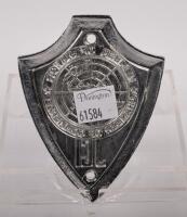 J.C.I: A chrome enamel Member of Junior Chamber of Commerce badge, with mounting holes, 9.5cm high, 7cm wide - 2