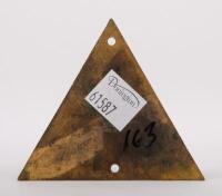 APEX: An Apex Australia triangular grille enamel grille badge, with mounting holes, 6.5cm high, 7.5cm wide - 2
