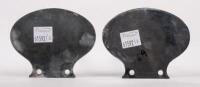 R.A.C: Two Royal Automobile Club of Queensland oval badges, with mounting holes, 7.5cm high, 9cm wide - 2