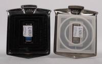 HONG KONG: Two modern Hong Kong related square badges with slot attachments, 9.5cm high, 7.5cm wide - 2