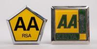 AA AFRICA: Two African AA badges, includes an AA Republic of South Africa (RSA) badge and a Kenya AA badge