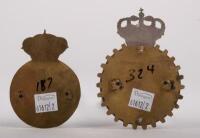 SPAIN: Two fine detailed Spanish related badges, includes a Real Automovil Club De Espana badge, cog design with crown finial and a Real Automovil Club De Cataluna badge with crown finial - 2
