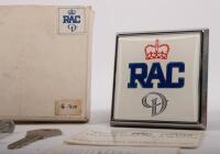 DAIMLER: An interesting square RAC badge with Daimler 'D' in original box containing instructions, RAC key and mounting bolts - 3