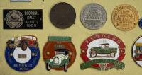 BADGE BOARD: A badge board containing approx 50 badges mostly related to Australian car club events, some fixed to board, some are loose - 2