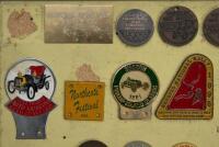 BADGE BOARD: A badge board containing approx 50 badges mostly related to Australian car club events, some fixed to board, some are loose - 3