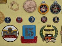 BADGE BOARD: A badge board containing approx 50 badges mostly related to Australian car club events, some fixed to board, some are loose - 4