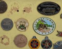 BADGE BOARD: A badge board containing approx 50 badges mostly related to Australian car club events, some fixed to board, some are loose - 5