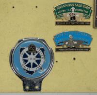 BADGE BOARD: A badge board containing approx 50 badges mostly related to Australian car club events, some fixed to board, some are loose - 8