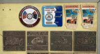 BADGE BOARD: A badge board containing approx 50 badges mostly related to Australian car club events, some fixed to board, some are loose - 11