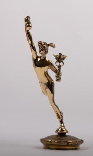 MERCURY: A circa 1930s brass mascot of Mercury affixed to radiator cap, 17cm high (mascot only)