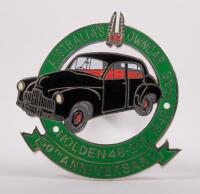 HOLDEN: A Holden 48:215 50th anniversary grille badge 1948-1998, has number 88 stamped on rear, manufactured by badge'rs, 9cm diameter