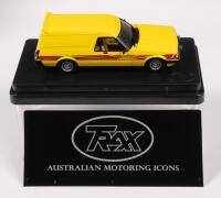 XD FALCON: A 1:43 scale Trax Ford XD Falcon Sundowner panel van model, finished in blaze yellow paintwork, model number TR07C - 2