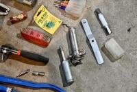TOOLS: Miscellaneous group of tools including screw driver,&nbsp;grease gun and wheel puller. [Location: Sydney] - 5