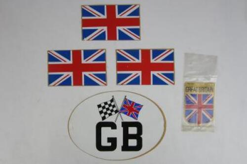 GREAT BRITAIN: A group of Great Britain car stickers. Union Jack, GB initials.