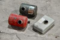 VILLIERS: Three lawn mower fuel tanks, believed Victa and Villiers. [Location: Sydney]