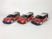 CITROEN: Trio of 1:18 scale Citroen Xsara WRC rally racing cars (NB description)