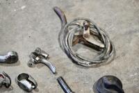HANDLEBARS: A group of miscellaneous handlebar parts including&nbsp;levers, controls and horn button. [Location: Sydney] - 3