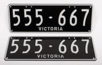 Six-Digit Victorian Custom Numeric plates '555.667', sold with rights to display [Location: Moorabbin, VIC]