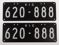 Six-Digit Victorian Custom Numeric plates '620.888', sold with rights to display [Location: Moorabbin, VIC]