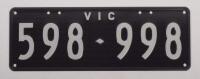 Six-Digit Victorian Custom Numeric plates '598.998', sold with rights to display [Location: Moorabbin, VIC] - 2
