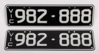 Six-Digit Victorian Custom Numeric plates '982.888', sold with rights to display [Location: Moorabbin, VIC]