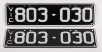 Six-Digit Victorian Custom Numeric plates '803.030', sold with rights to display [Location: Moorabbin, VIC]