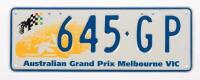 Australian Grand Prix&nbsp;Custom Victorian plates '645&nbsp;GP', sold with rights to display - [Location: Moorabbin, VIC] - 2
