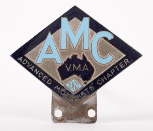V.M.A: An Advanced Motorists' Chapter of Australia members badge, engraved 'A. Willison - 6' to reverse, 9.5cm high, 10cm high