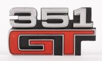 FORD: An original Ford XA Falcon '351GT' rear badge, 5cm high, 9.5cm wide