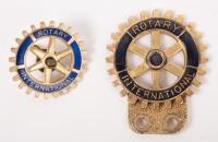 ROTARY: Two Rotary International badges, both cog design, largest is 7cm in diameter