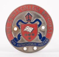 ALL SAINTS COLLEGE: A chrome enamel All Saints College Bathurst badge, 7.5cm in diameter