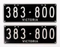 Six-Digit Victorian Custom Numeric plates '383.800', sold with rights to display [Location: Moorabbin, VIC]