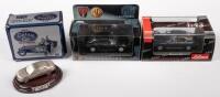 ROVER 75: Three Rover 75 scale models, includes a SCHUCO, 1:43 scale (#04593), a VANGUARDS, 1:43 scale (VA09200) and a MARQUE MODELS fine pewter on plinth, in box