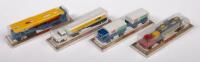 MAJORETTE: A group of four, 1:100 scale, Majorette Models, includes truck with trailer, a semi tanker, an Agip petrol tanker and a car freighter truck