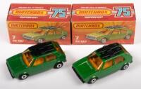 MATCHBOX: Two Matchbox, NOS, circa 1970s, Volkswagen Golfs (#7), in original boxes