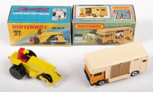 MATCHBOX: Two Matchbox, NOS, circa 1970s, Rod Roller (#21) and a Horsebox (#40), in original boxes